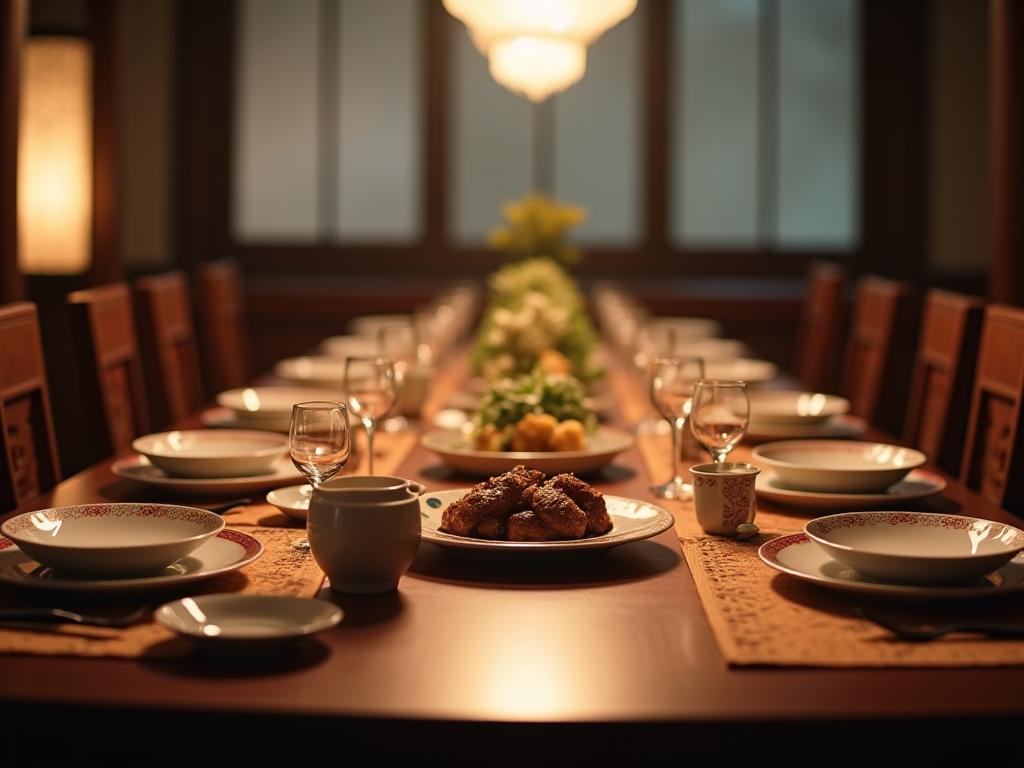 Elegant traditional Korean table setting at Hanok Bapsang